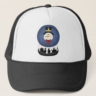 Snowman snow globe trucker hat