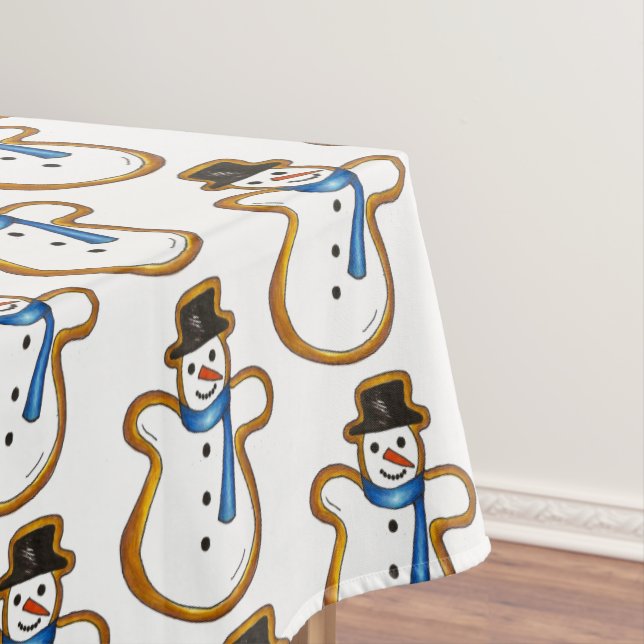 Snowman Snow Man Winter Sugar Cookie Christmas Tablecloth (In Situ)