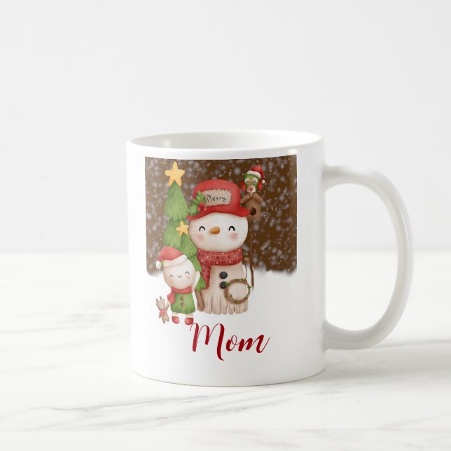 Snowman, Snow Mom Christmas Personalized Coffee Mug (Right)