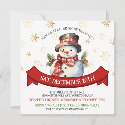 Snowman Snow Much Fun Christmas Invitation