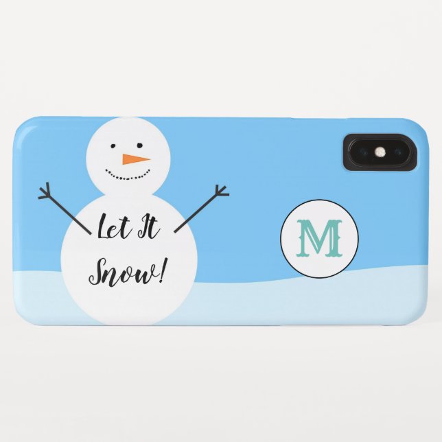 Snowman Snowball Festive Winter Custom Monogram Case-Mate iPhone Case (Back (Horizontal))