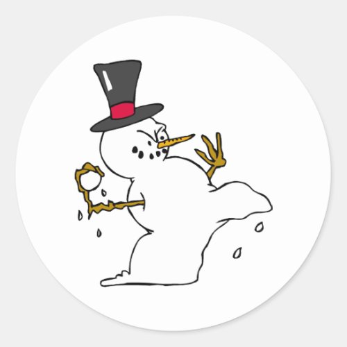 Snowman Snowball Fight Classic Round Sticker