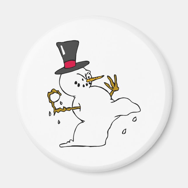 Snowman Snowball Fight Magnet (Front)