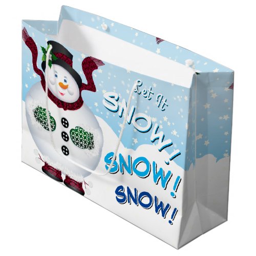 Snowman Snowflake Christmas Holiday Large Gift Bag