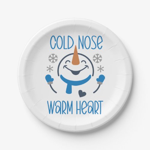 Snowman Snowflake Cold Nose Warm Heart Party Paper Plates