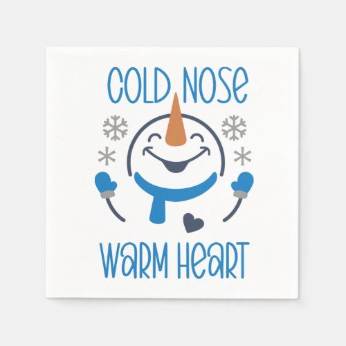 Snowman Snowflake Cold Nose Warm Hearts Napkins