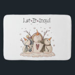 Snowman Snowflake Country Winter Primitive Bathroom Mat<br><div class="desc">Snowman Snowflake Country Winter Primitive Personalized Christmas Bath Mat</div>