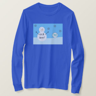 Snowman Snowflake Festive Winter Custom Monogram T-Shirt