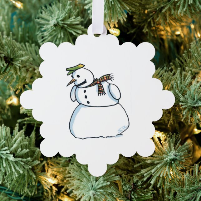 Snowman snowflake paper ornament card (Insitu (Tree))
