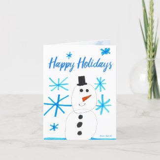 Snowman Snowflake Scene by Ryan Holiday Card