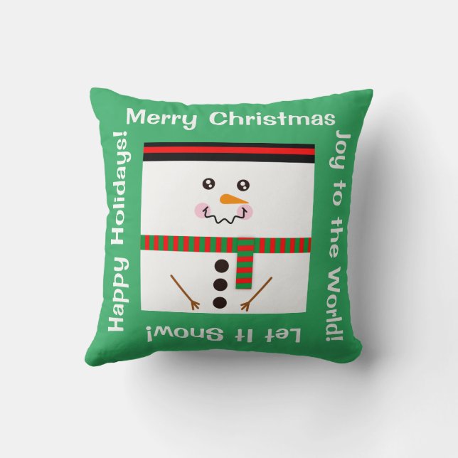 Snowman Snowflake Throw Pillow (Back)