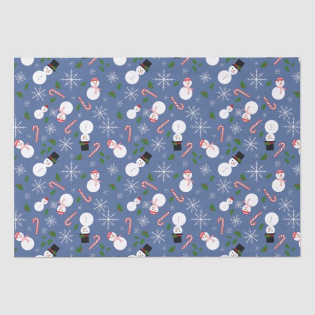 Snowman Snowflake Winter Holiday Tissue Paper (Front)