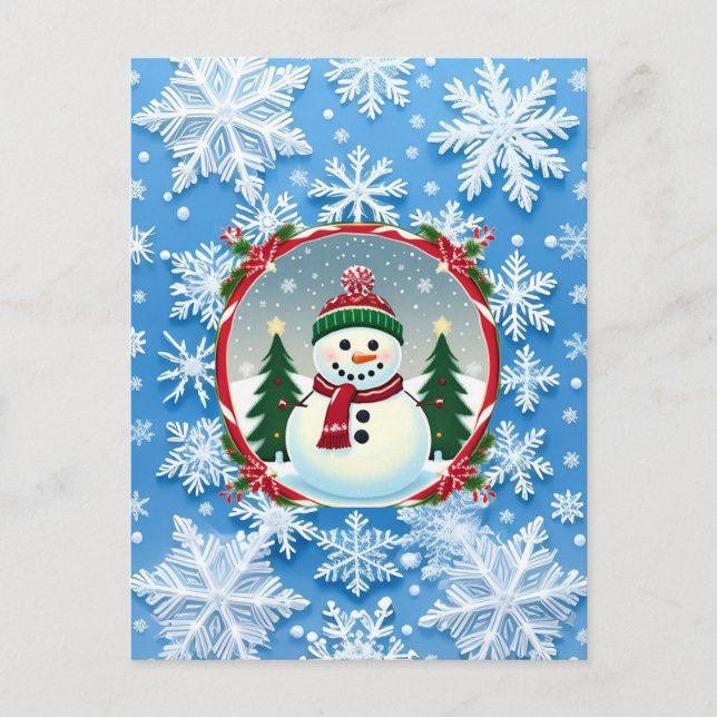 ❄️ Snowman Snowflake Winter Magic Festive Christma Postcard (Front)