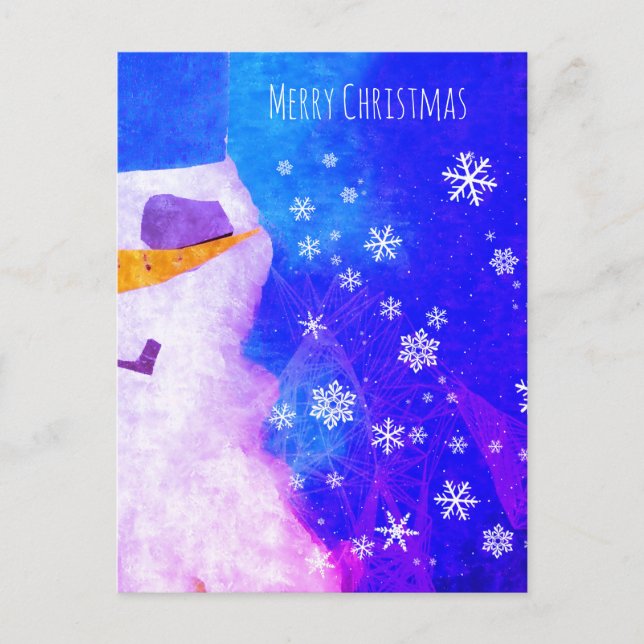 Snowman Snowflakes Blue Magical Christmas Holiday Postcard (Front)