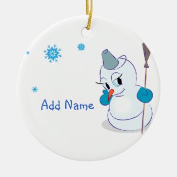 Snowman Snowflakes Ceramic Ornament by OneStopGiftShop at Zazzle