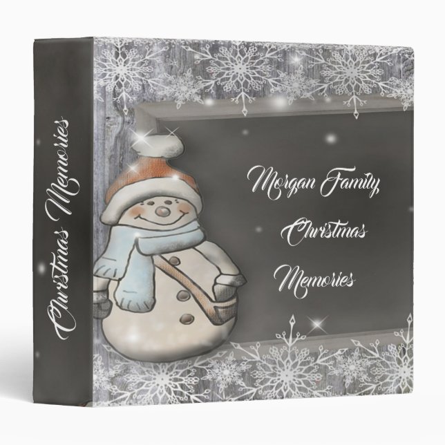 Snowman,Snowflakes Christmas Memories  3 Ring Binder (Front/Spine)