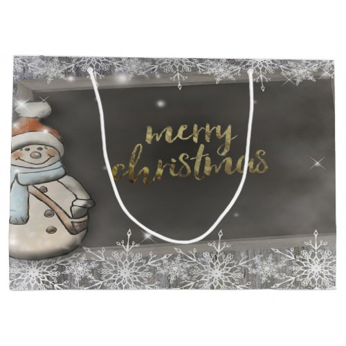 SnowmanSnowflakes Holiday Large Gift Bag