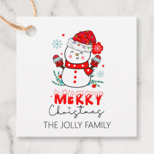 Snowman Snowflakes Merry Christmas Cute Favor Tags