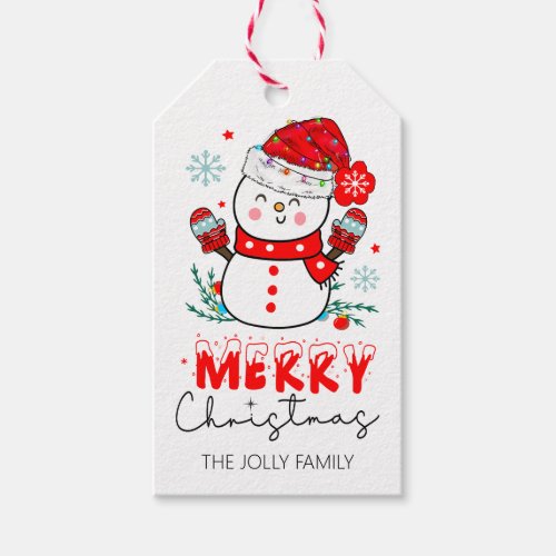 Snowman Snowflakes Merry Christmas Cute Gift Tags