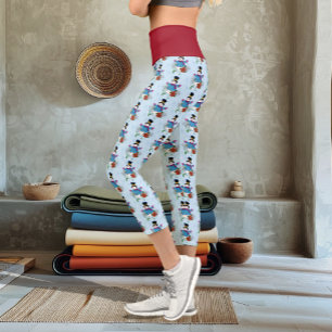 Snowman Snowflakes Poinsettia Capri Leggings