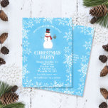 Snowman Snowflakes Watercolor Blue Christmas Party Invitation<br><div class="desc">This design features a cute little snowman holding a mug of hot cocoa on a watercolor blue background accented with delicate white snowflakes! Click the customize button for more flexibility in modifying the text and the graphics! Variations of this design as well as coordinating products are available in our shop,...</div>