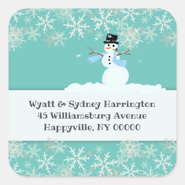 Snowman Snowflakes Winter Holiday Address Labels (Front)