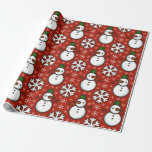 Snowman Snowflakes Wrapping Paper