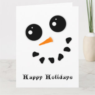 Snowman Snowoman Face Happy Holidays Folded Card