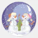 Snowman Snowstorm Snowing Classic Round Sticker | Zazzle