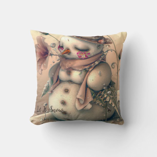 Snowman, Snowwoman, Throw Pillow (Front)