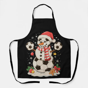 Snowman Soccer Christmas Holiday Winter Xmas Sport Apron