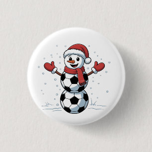 Snowman Soccer Christmas Santa Baseball Sport Button