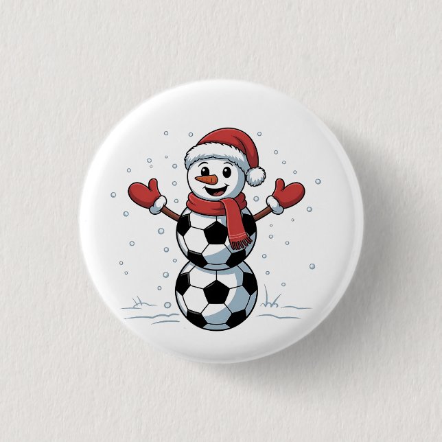 Snowman Soccer Christmas Santa Baseball Sport Button (Front)
