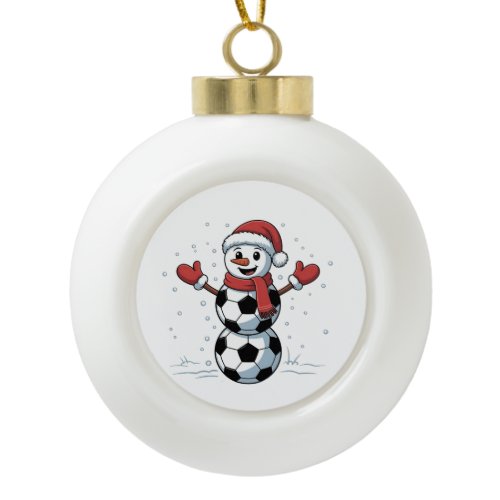 Snowman Soccer Christmas Santa Baseball Sport Ceramic Ball Christmas Ornament