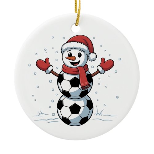 Snowman Soccer Christmas Santa Baseball Sport Ceramic Ornament