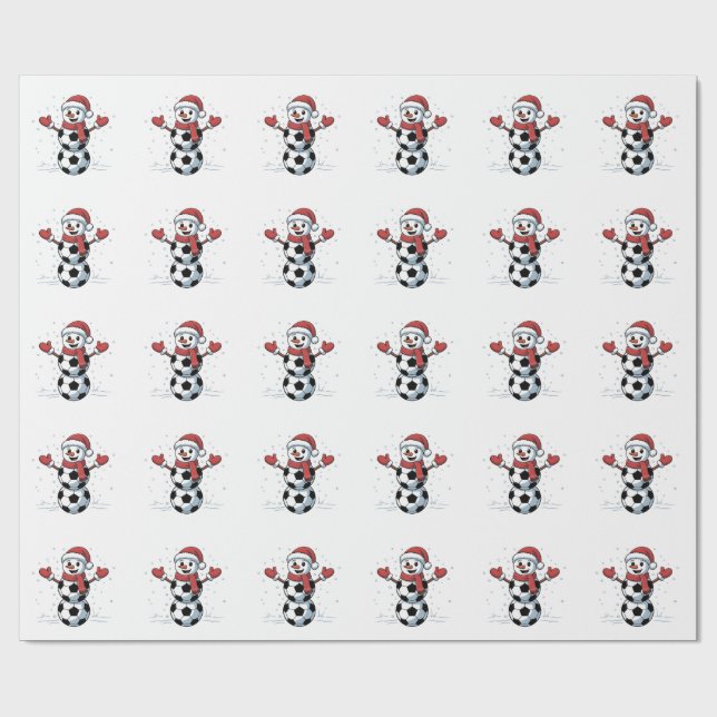 Snowman Soccer Christmas Santa Baseball Sport Wrapping Paper (Flat)