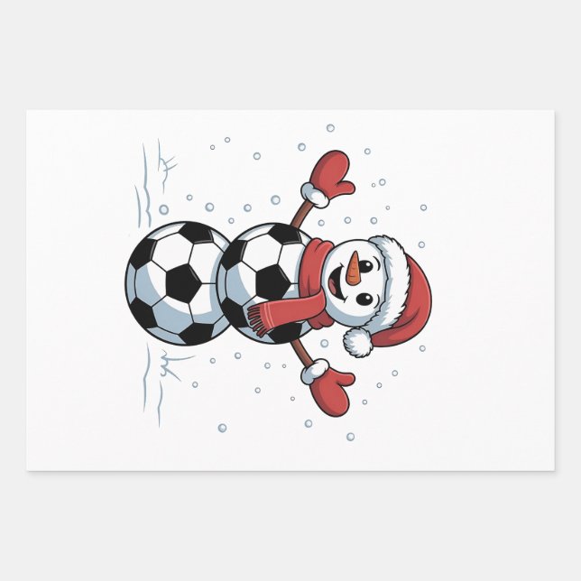 Snowman Soccer Christmas Santa Baseball Sport Wrapping Paper Sheets (Front)