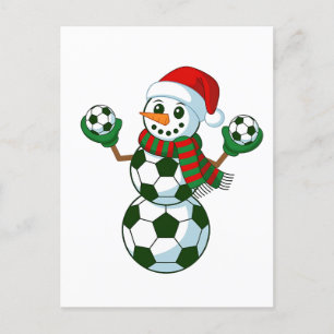 Snowman Soccer Christmas Sport Lovers  Invitation Postcard