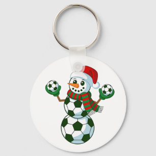 Snowman Soccer Christmas Sport Lovers Keychain