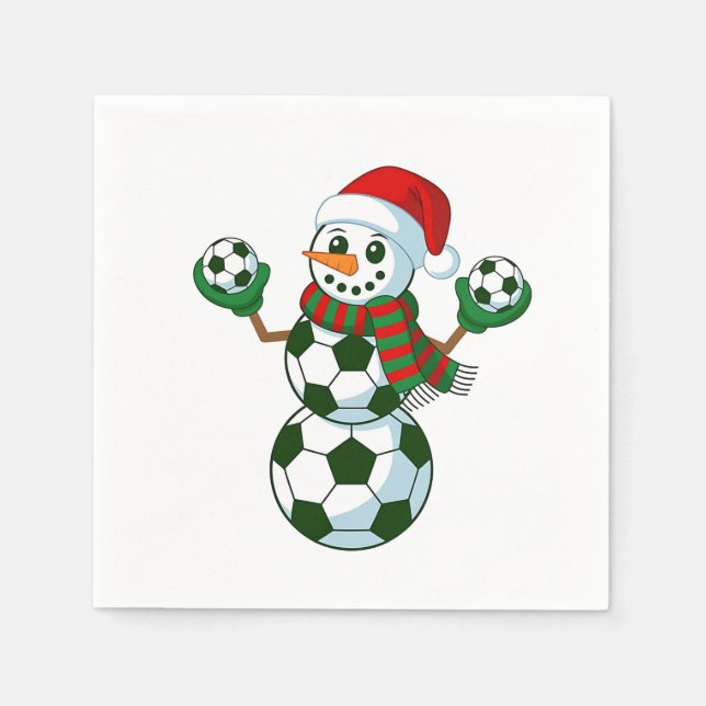 Snowman Soccer Christmas Sport Lovers  Napkins (Front)