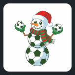 Snowman Soccer Christmas Sport Lovers  Square Sticker<br><div class="desc">soccer snowman,  Christmas 2025,  football holiday,  soccer lovers xmas,  funny sports snowman,  winter athlete humor,  soccer Christmas,  festive football fan,  holiday mashup,  xmas sport combo</div>