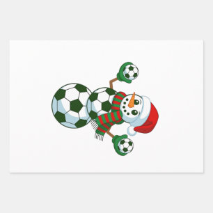 Snowman Soccer Christmas Sport Lovers  Wrapping Paper Sheets