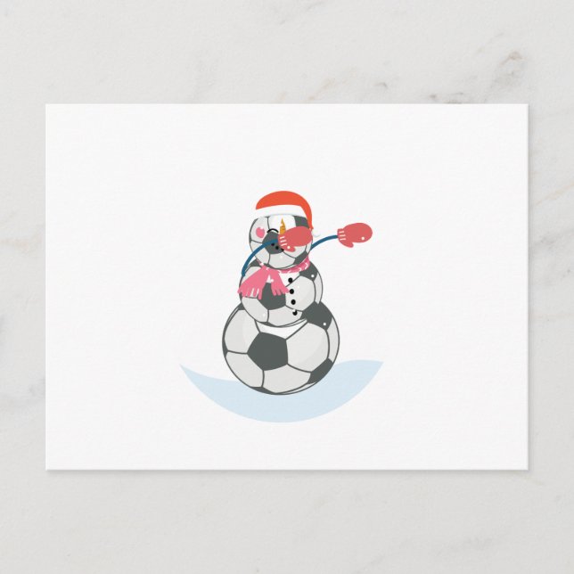 Snowman Soccer Dabbing Funny Christmas Dab Ball Holiday Postcard (Front)