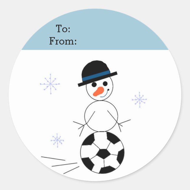 Snowman Soccer Gift Tag (Front)