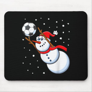 Snowman Soccer Goalie Santa Hat Men Boys Christmas Mouse Pad