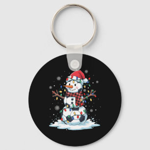 Snowman Soccer Player Santa Hat Christmas Funny Me Keychain