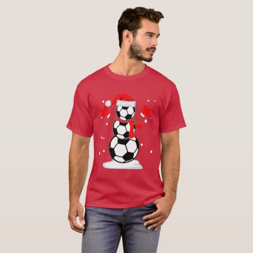 Snowman soccer T_Shirt Funny Christmas Gift Shirt
