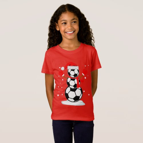 Snowman soccer T_Shirt Funny Christmas Gift Shirt