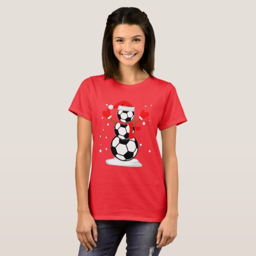 Snowman soccer T_Shirt Funny Christmas Gift Shirt