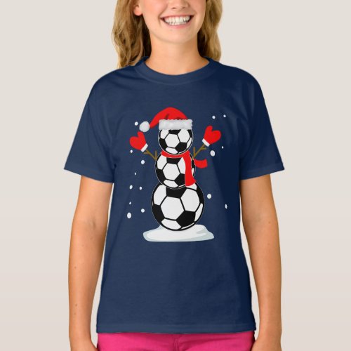 Snowman soccer T_Shirt Funny Christmas Gift Shirt